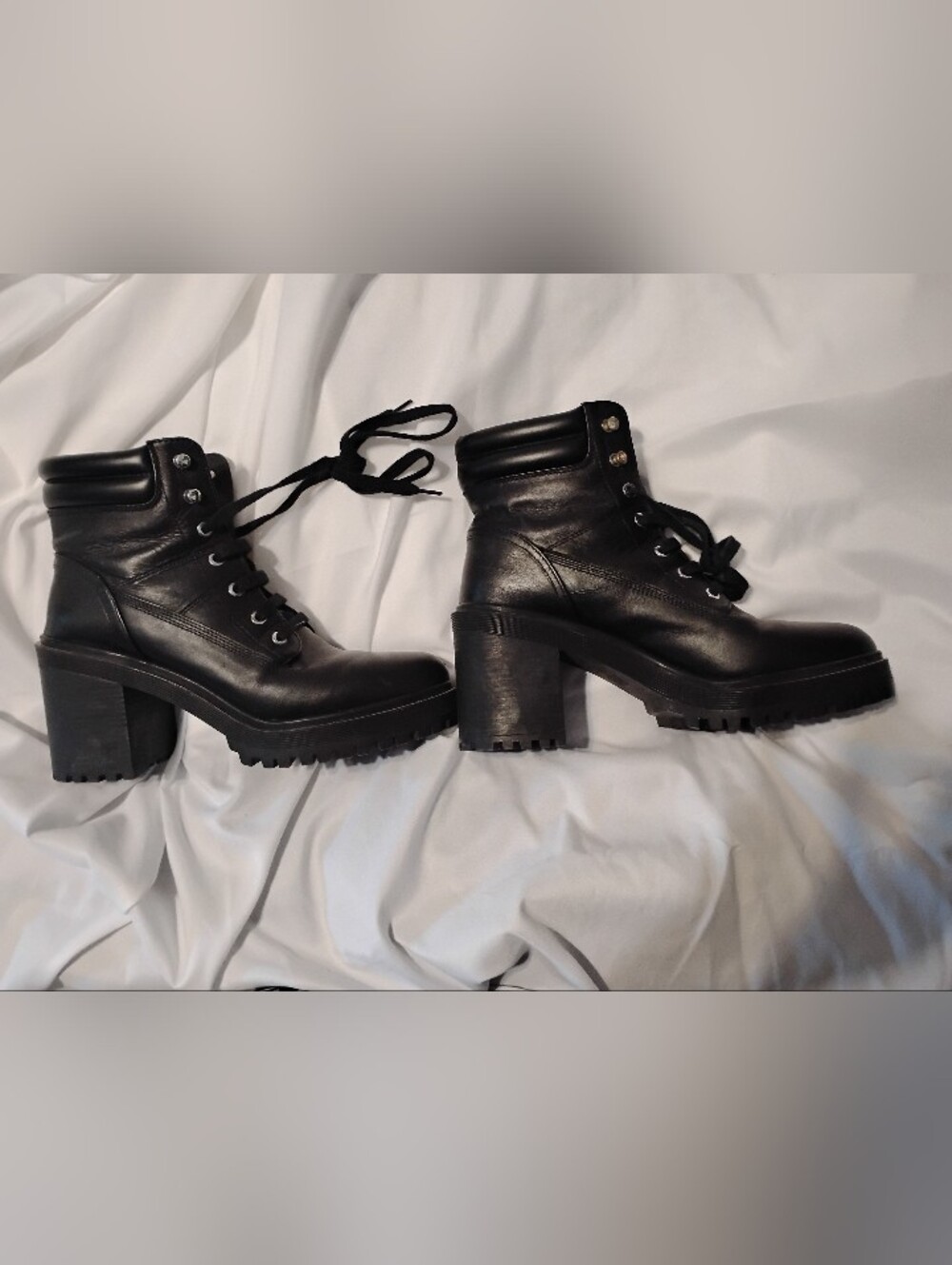 Zara Women's Black Faux Leather Platform Boots